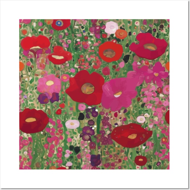 Red and Pink Flower Garden Wall Art by bragova